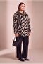 Leopard Patterned Unlined Large Size Cashmere Coat Mink - 5