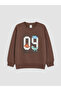Brown 3 Thread Printed Loose & Baggy Boys' Sweatshirt - W67626Z1-R3C |   Lcw - 2