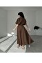Brown Dress with Belt Detail and Slits - 2