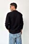 Men's Polo Collar Ribbed Textured Knit Sweater Black - 27010 - 6