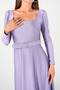 Imported crepe satin square neck kilosh dress - lila - 4
