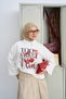 Women's Cherry Pattern Long Sleeve Body Ecru - 2
