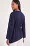 Lace-Up Verev Cut Blouse 2029 - Dark Blue - 3