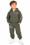 Zippered Kangaroo Pocket Hooded Winter 3-Thread Rastered Sweatshirt Set - 2