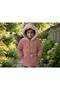 Girl's Plush Fur Hooded Inflatable Coat with Adjustable Waist