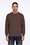 Men's Thessaloniki Knitted Clean Stitching Crew Neck Oversize Knitwear Mocha - 3