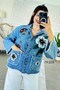Floral Embroidered Denim Jacket 7K103 - 3