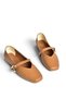 Y726632609 Tan Heart Buckle Detailed Women's Ballerinas - 6