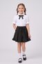 Girl's Black Ribbon Short Sleeve Pearl Detailed Sleeve Ruffle Pocketed Shirt Black Bow Pocketed Ruffle Skirt April 23 October 29 Show Outfit