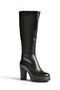 Z996224509 Black Back-Diver Stretch Fabric Thick Heeled Women's Boots - 7