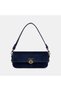 Women's Navy Blue Gold Lock Detailed Suede Textured Shoulder Bag