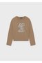 Girl's Printed Long Sleeve T-Shirt Beige 7068