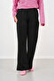 Women's Grass Detail Elastic Waist Pants Black - 3