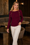 Women's Wide Collar Long Sleeve Hair Braided Decorative Button Detailed Elegant Soft Comfortable Fit Daily Burgundy Knitwear Sweater - 7
