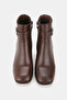 Women's Brown Genuine Leather Thick Heel Buckle Boots & Booties, Size 35-41 - 4