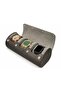3-Compartment Snap-On Watch and Jewelry Box Pull up Black