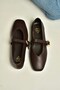 Y726632609 Brown Heart Buckle Detailed Women's Ballerinas - 2