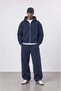 Men's Rubber Detailed Panda Oversize Zip Navy Blue - 4