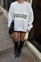 Gray Enjoy Lace Trimmed Women's Sweatshirt with Cotton Inside - 4