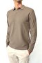 Men's Polo Neck Ribbed Textured Knit Sweater Light Brown - 27010 - 2