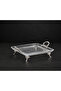 Crystal Silver Metal Leg Square Cake Presentation Tray Cookie Holder Tray