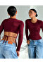 Women's Long Sleeve Back-Waist Cutout Tie-Up Slim Body - 2