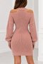 Women's Knitwear Mini Dress Tunic Shoulder Detailed Long t Sleeve Powder - 6