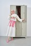 Women's Crew Neck Long Sleeve Bodysuit Ecru - 3