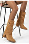 Zrne-b02 premium tan suede heeled boot 6.5 cm - 5