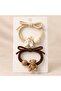 Cute Bear Figured Hair Tie Set - 2-Piece Cream Brown - 3