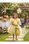 World Baby Girls Sequin Star Tulle Party Dress - Yellow Shimmer Ruffled Sleeve Tiered Princess Frock for Birthdays, Weddings & Special Occasions - 3