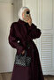 Burgundy Belted Premium Oversize Long Trench - 8646 - 2