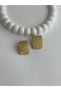 Steel Wavy Pattern Square Gold Earrings - 4