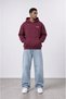 Men's Carpet Patch Detailed Oversize Hoodie Claret Red - 5