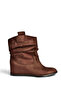 C735041202 Brown Suede Hidden Wedge Heeled Drawstring Women's Boots - 5