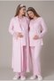 Women's Powder Lace Long Sleeve Nursing Detailed Maternity Pajama Set with Dressing Gown - 3