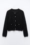 Gold Buttoned Knitwear Cardigan T2603 - Black - 4