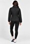 Women's Black Quilted Puffer Coat with Zipper High Collar Sports Casual Coat - 2