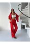Women's Red Baggy Wide Leg Sweatpants - 3
