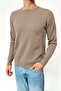 Men's Crew Neck Ribbed Knit Sweater Light Brown - 27012 - 2
