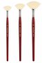 Martol Burgundy/Gold Wood Long Handle White Fan Bristle Brush 2-6-12 Number - 3 Piece Set