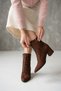 Katerina Brown Suede Thick Heeled (5 cm) Pointed Toe Lace-Up Casual Women's Boots - 4