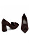 Genuine Suede Women's Heeled Shoes 381 Brown Suede - 5