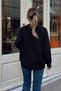 Black Dach Embroidered Raglan Sleeve Crew Neck Dickey Stitch Women's Knitwear Sweater - 5