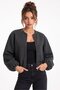 Anthracite Zippered Crew Neck Lined Bomber Cashmere Coat - 4
