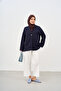 Women's V-Neck Single Button Cardigan Navy Blue - 3