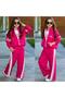 Girl's 3-Thread Ribbed Zippered Tracksuit Set – Stripe Detailed 43168-F - 3