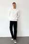Men's Crew Neck Ribbed Knit Sweater White - 27012 - 3