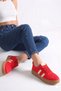 Red Suede Women's Sports Shoes Retro Sneaker with Stitched Sole - 5