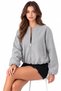 Gray Zippered Crew Neck Lined Bomber Cashmere Coat - 3